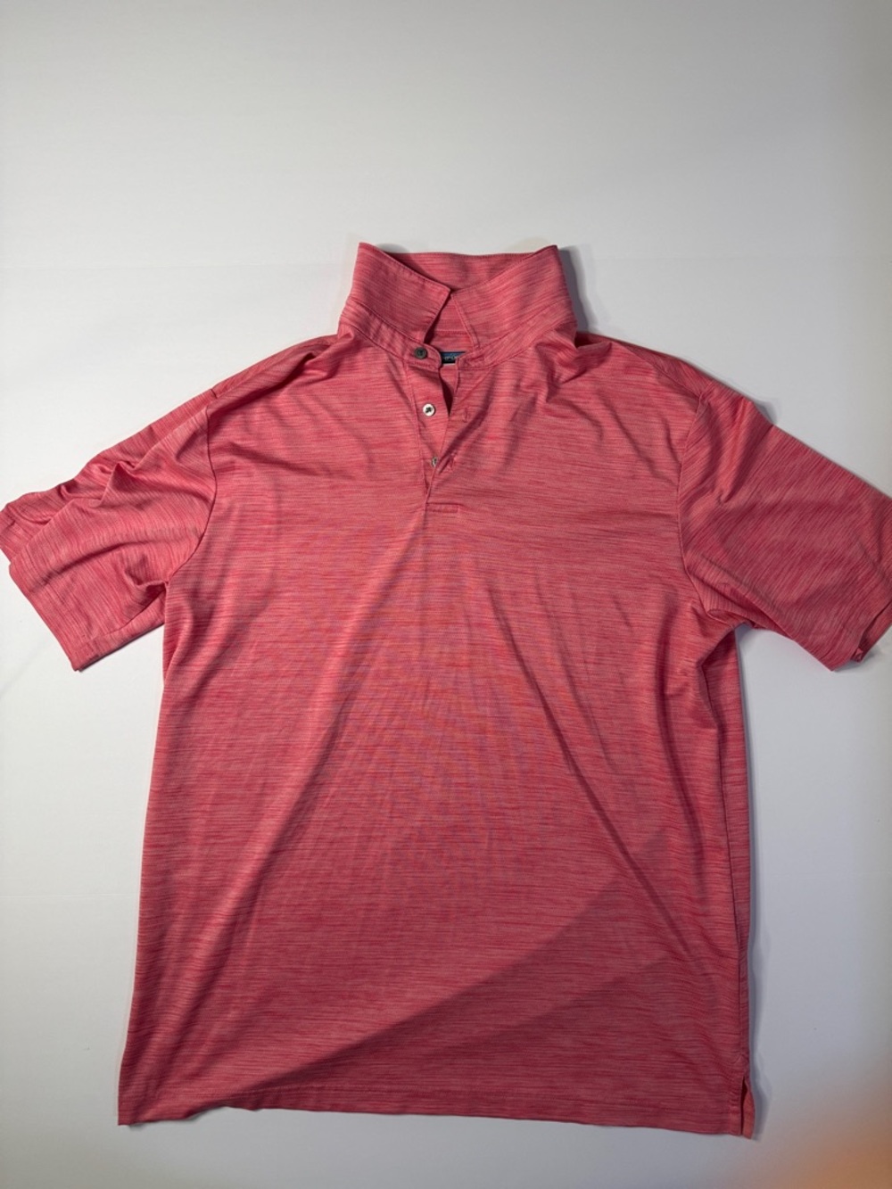 Roundtree & Yorke Men's Heather Coral Polo - Pink Red Blend